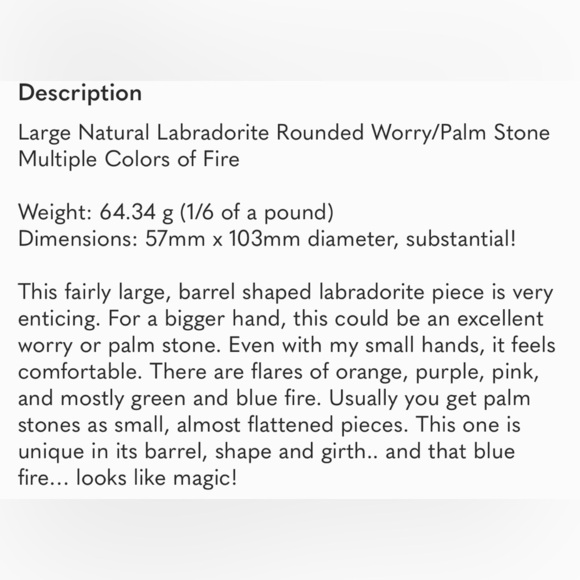 Large Natural Labradorite Worry Stone - Picture 12 of 13